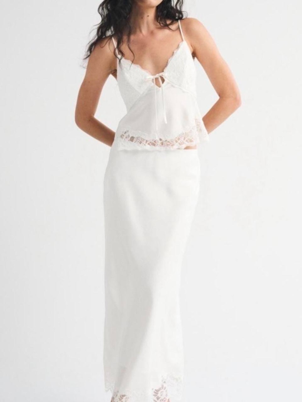 Abercrombie & Fitch White Lace-Trim Slip SET